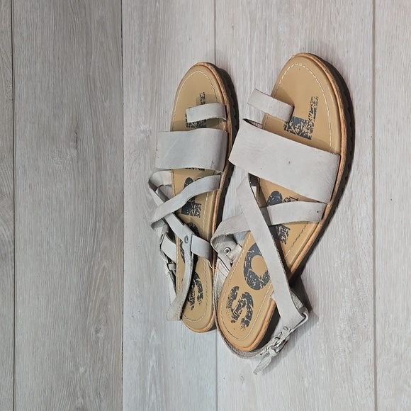 Sorel Women Ankle Leather Sandals Flats flip flop shoes sz 7 - Picture 1 of 14